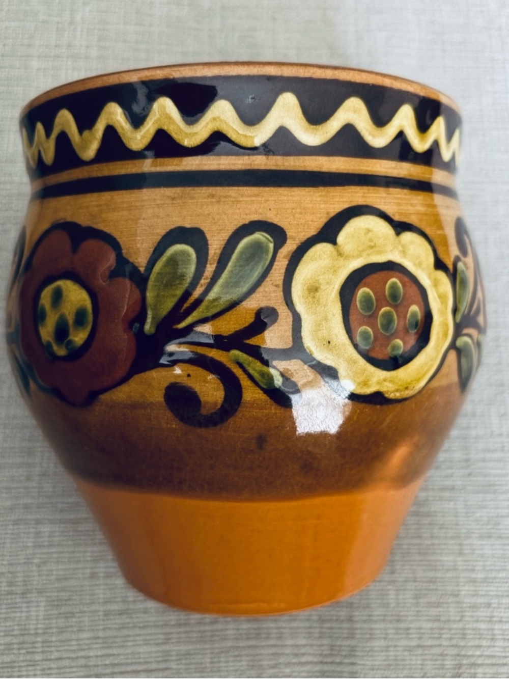 Vtg Hand-Painted Authentic Ukrainian Floral Ceramic Glechik